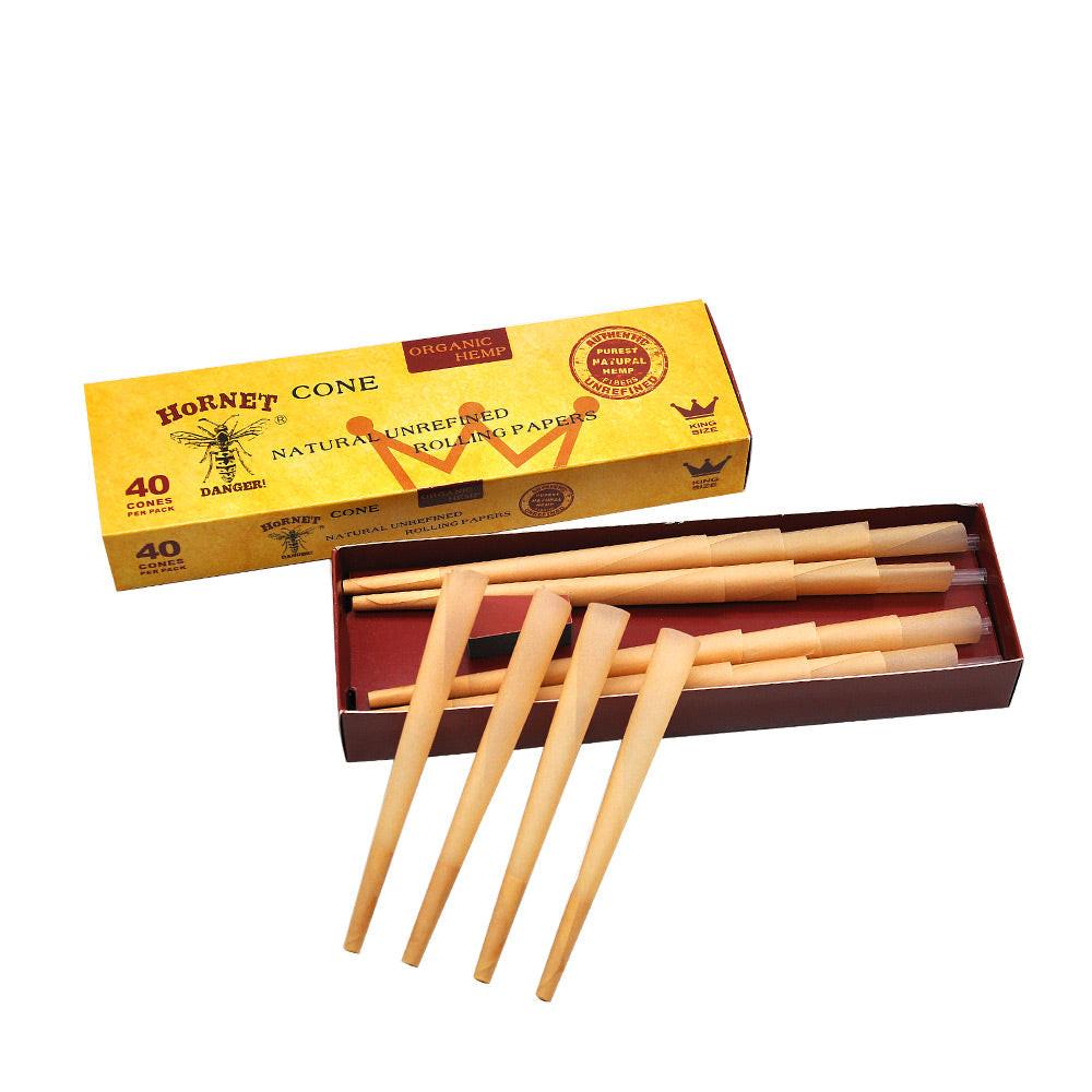 HORNET | Natural Unrefined King Size Pre Rolled Paper Cones Smoking 40 Pack Cone