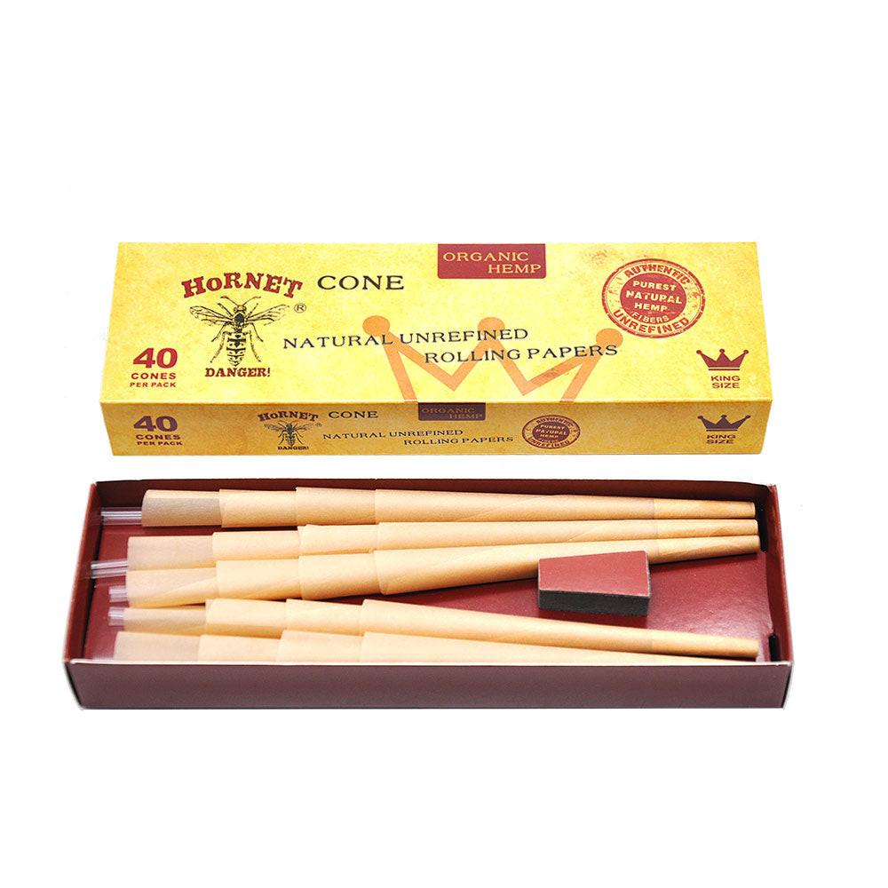 HORNET | Natural Unrefined King Size Pre Rolled Paper Cones Smoking 40 Pack Cone
