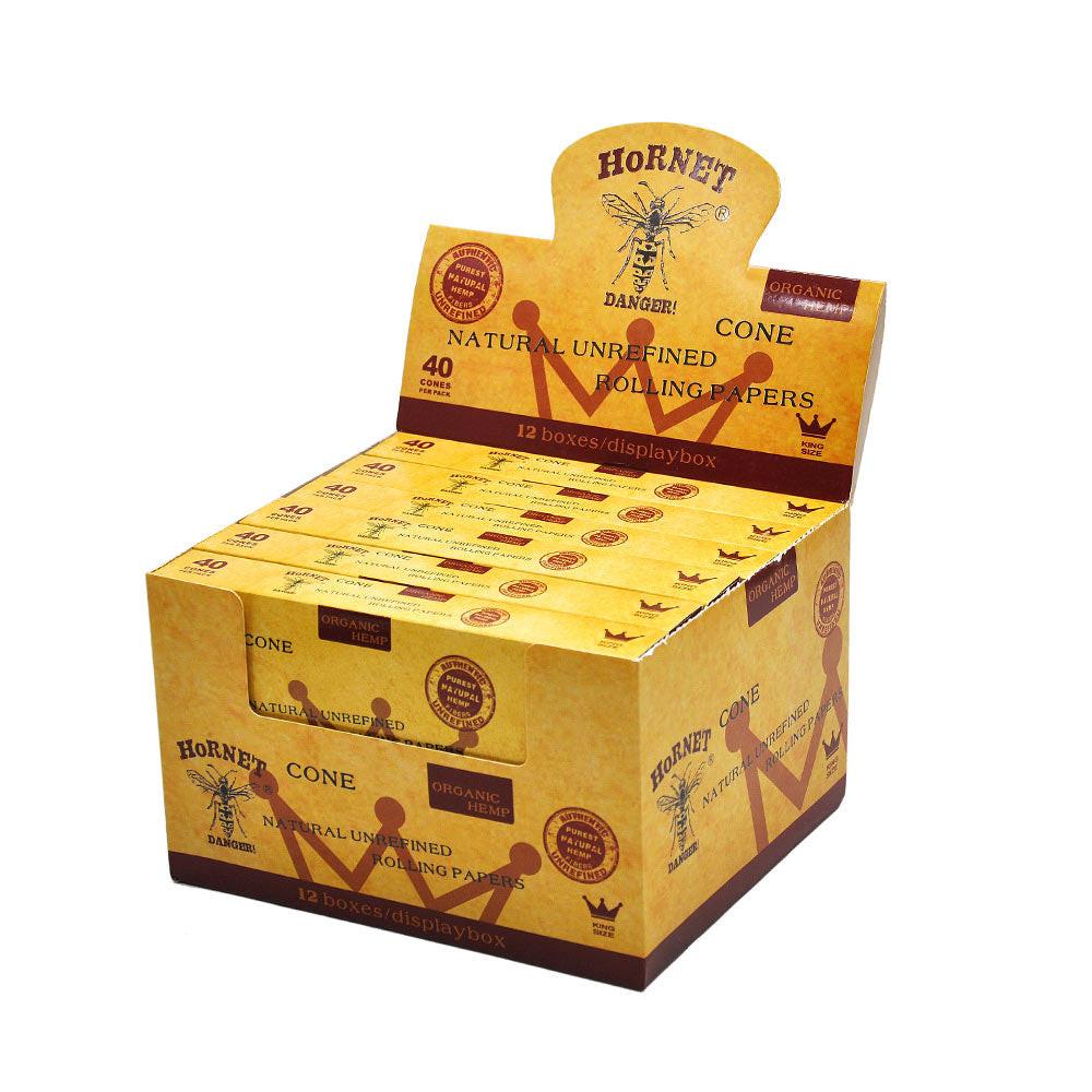 HORNET | Natural Unrefined King Size Pre Rolled Paper Cones Smoking 40 Pack Cone
