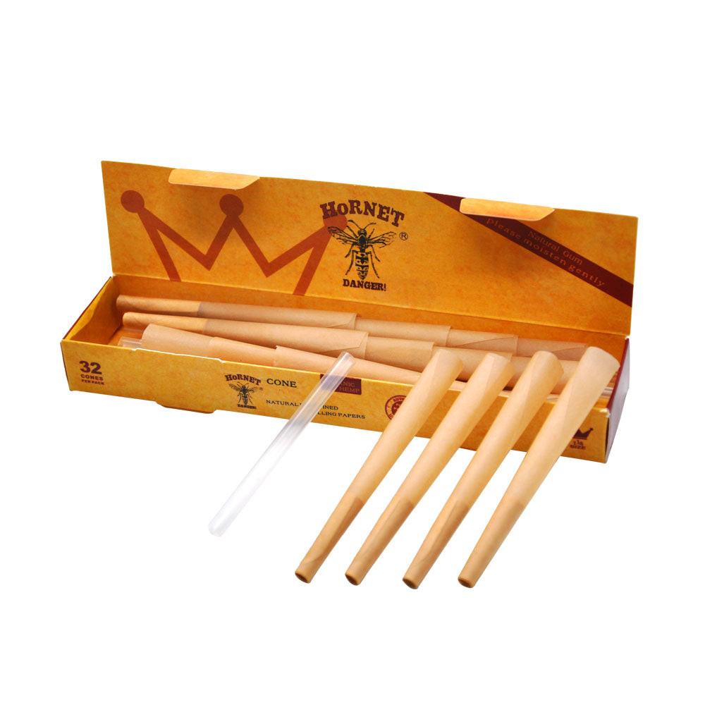 HORNET | Natural Unrefined 1-1/4 Size Pre Rolled Paper Cones Smoking 32 Pack Cone Secondary image