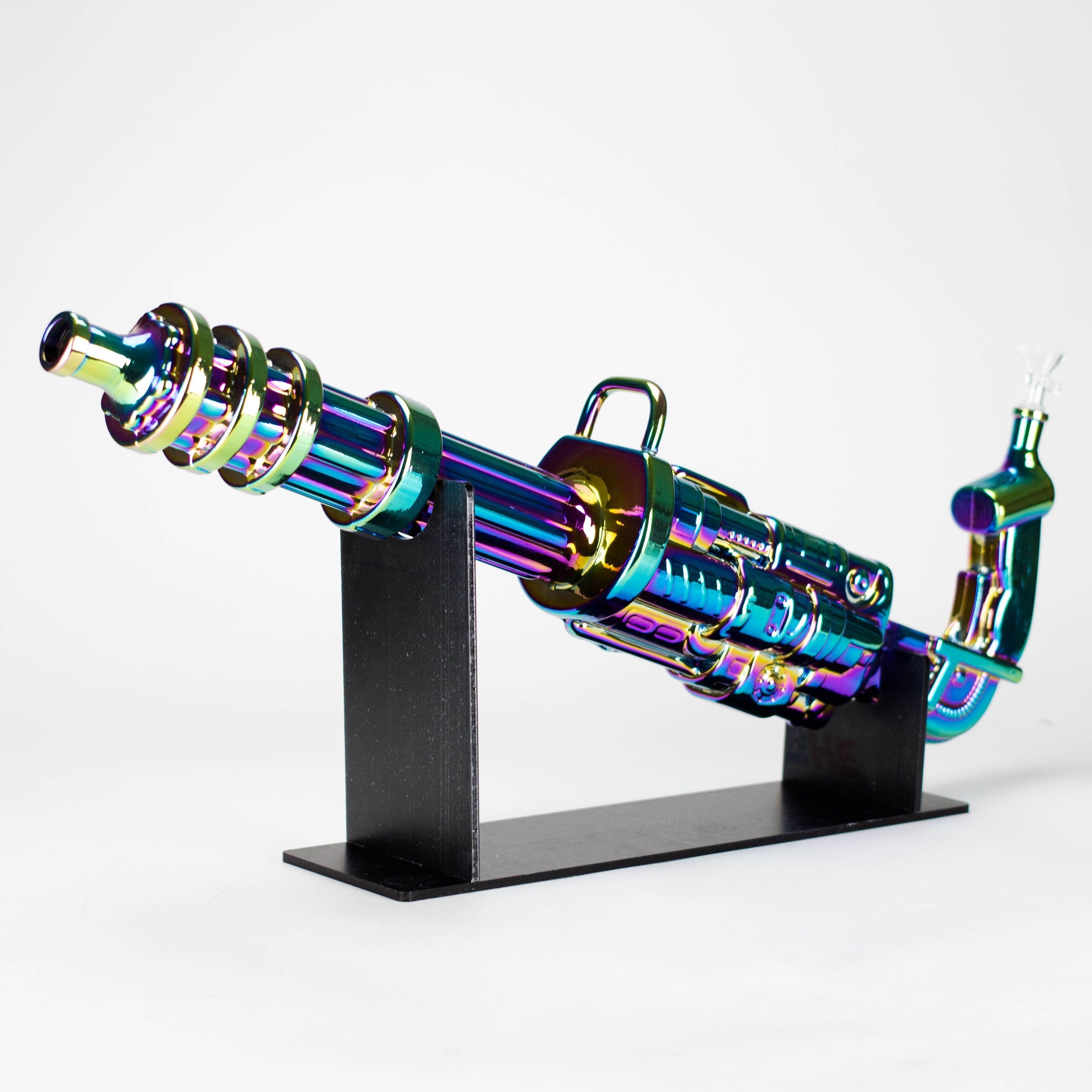 24" Electroplated Machine gun Design Glass Bong with Display Stand [GU002] Secondary image