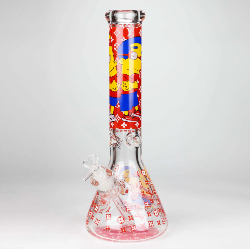 14" Cartoon Glow 9 mm glass bong [PIP835]