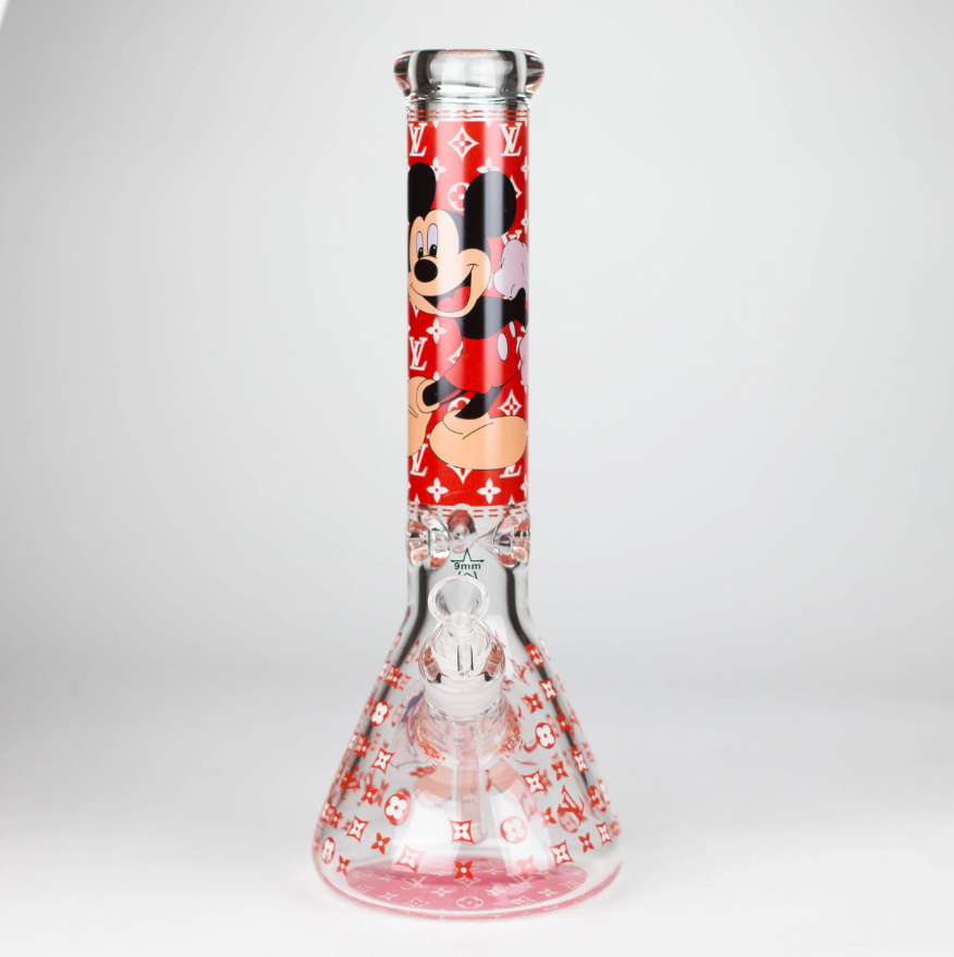 14" Cartoon Glow 9 mm glass bong [PIP835]
