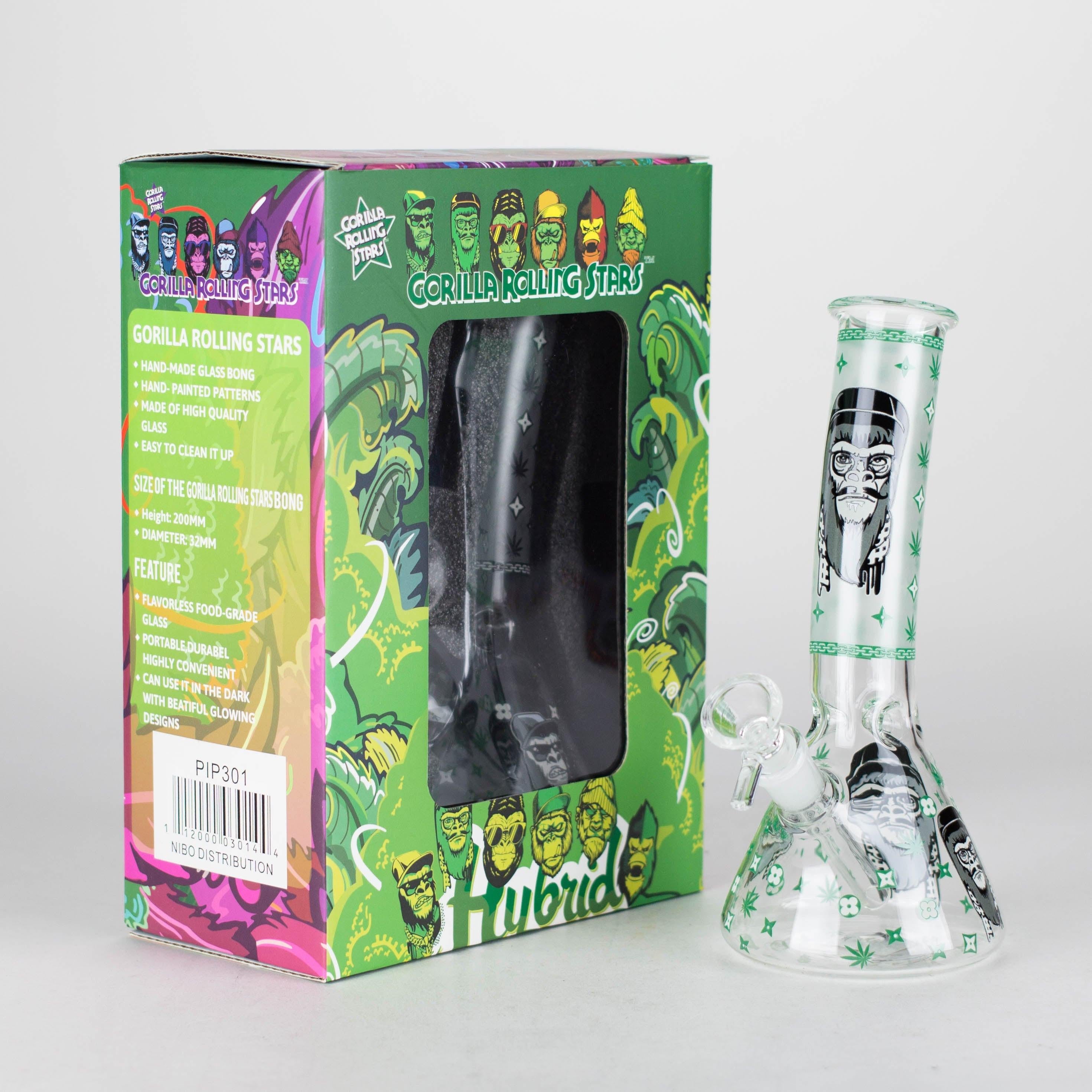 8.5" Gorilla Designs Glow In The Dark beaker bong In the Box [PIP301]