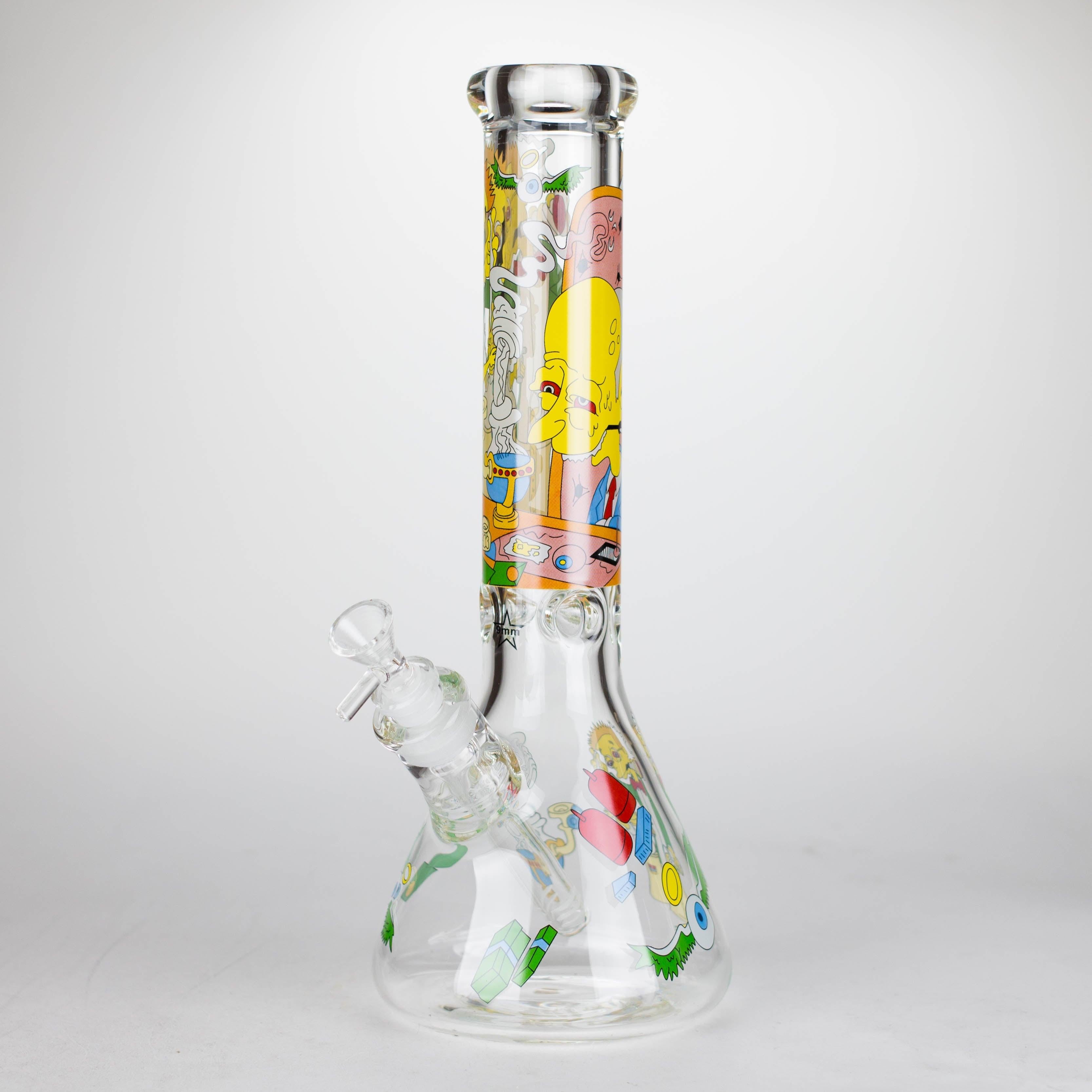 14" Yellow Family Cartoon 9 mm glass bongs [PIP789]