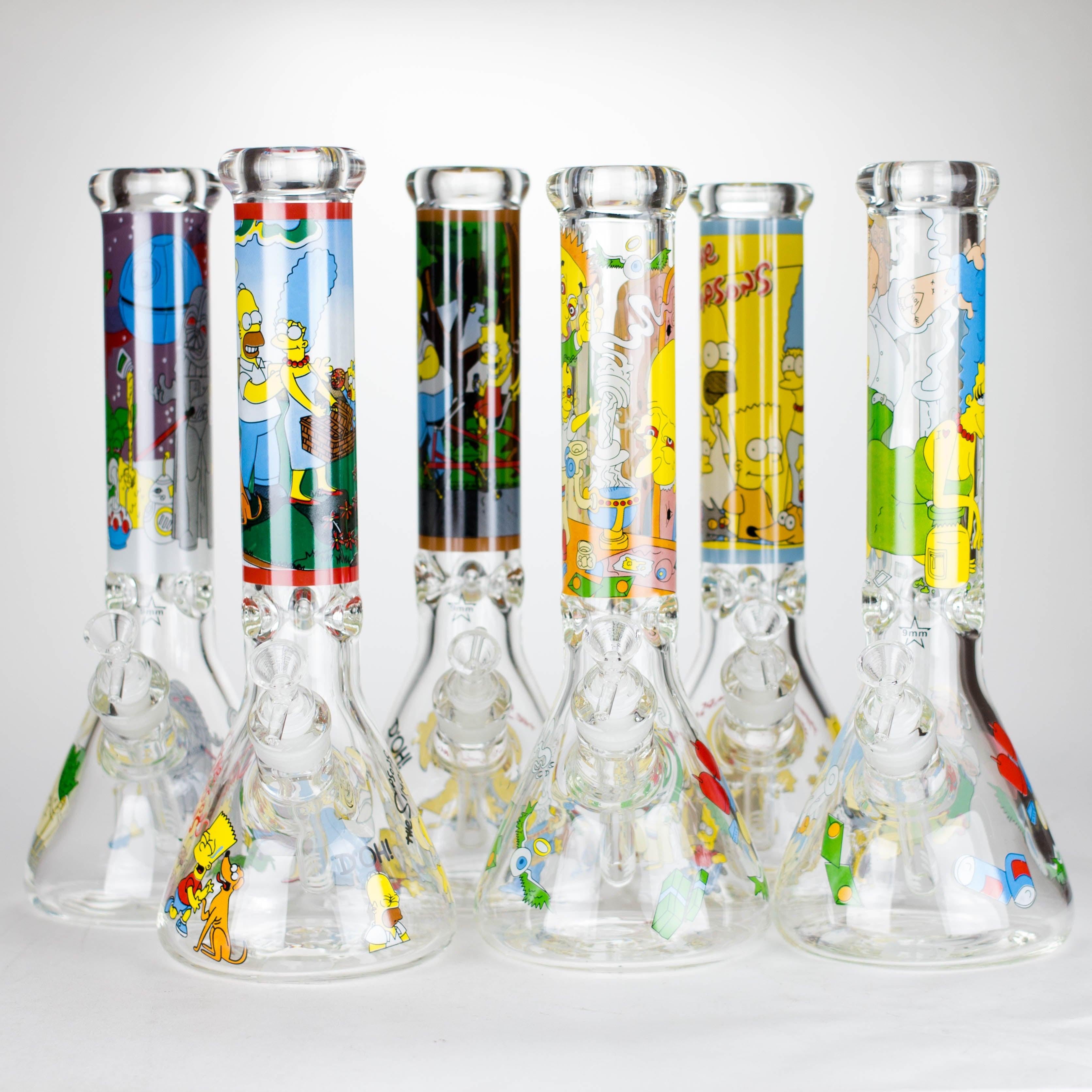 14" Yellow Family Cartoon 9 mm glass bongs [PIP789]