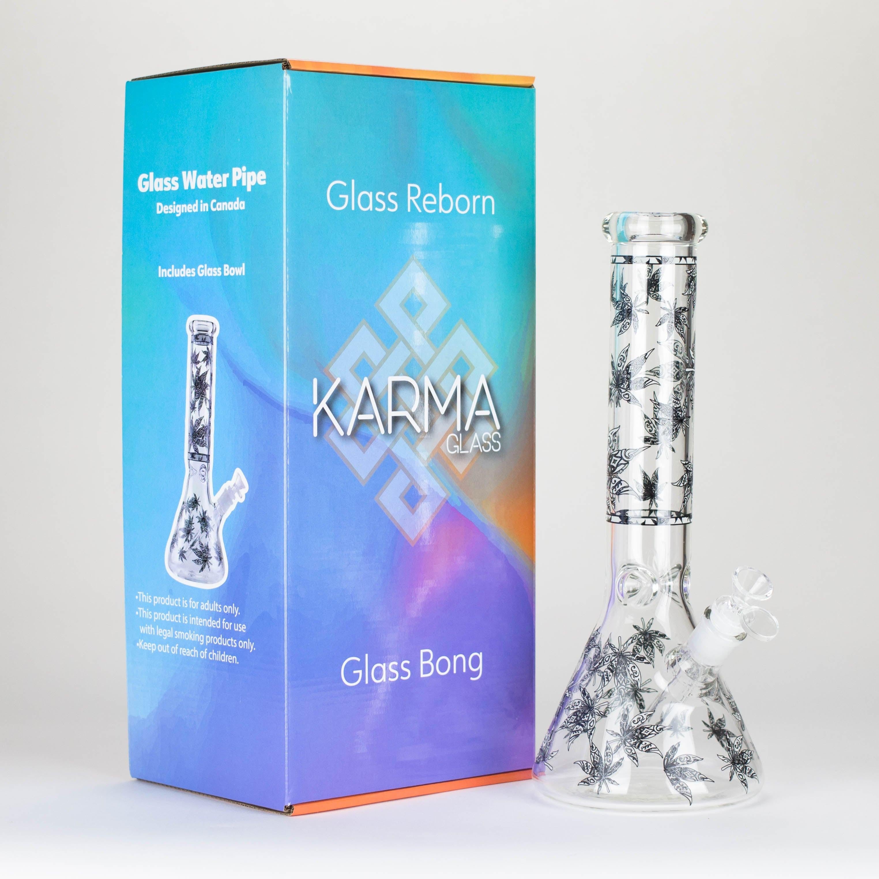 Karma | 14" Leaf Beaker Glow in the dark Glass Bong Secondary image