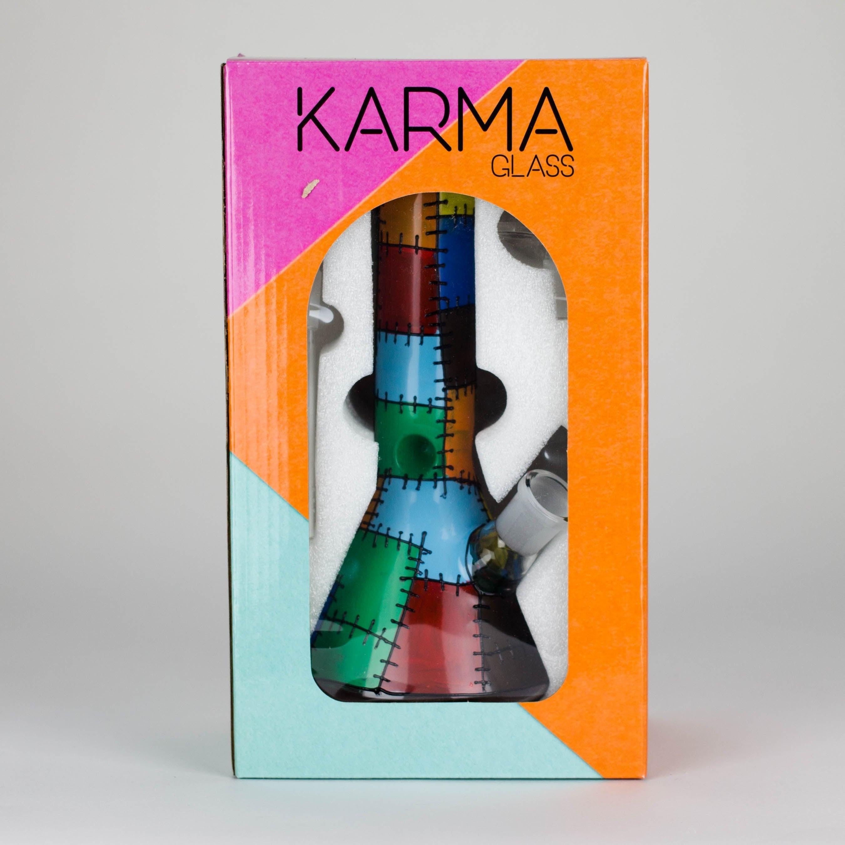 Karma | 9" Beaker Stitched Up Design Glass Bong Secondary image