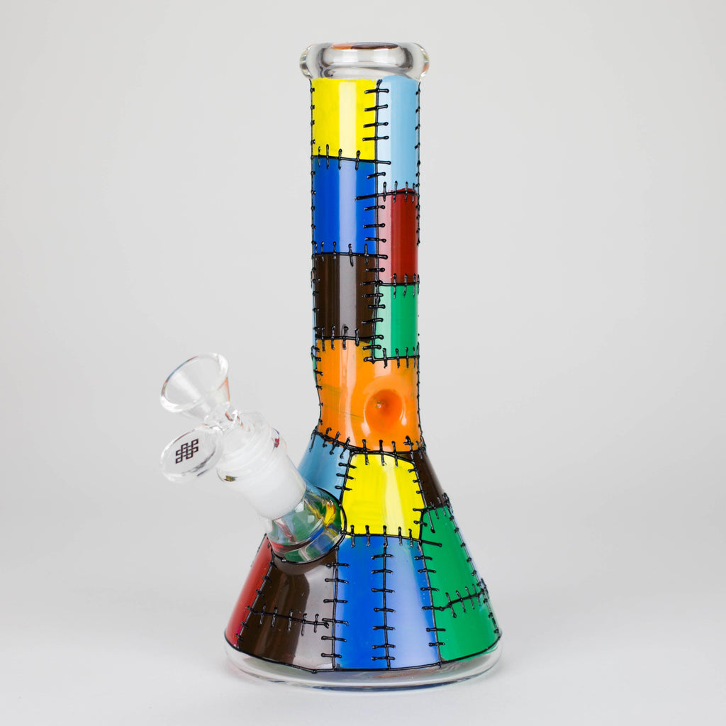 Karma | 9" Beaker Stitched Up Design Glass Bong