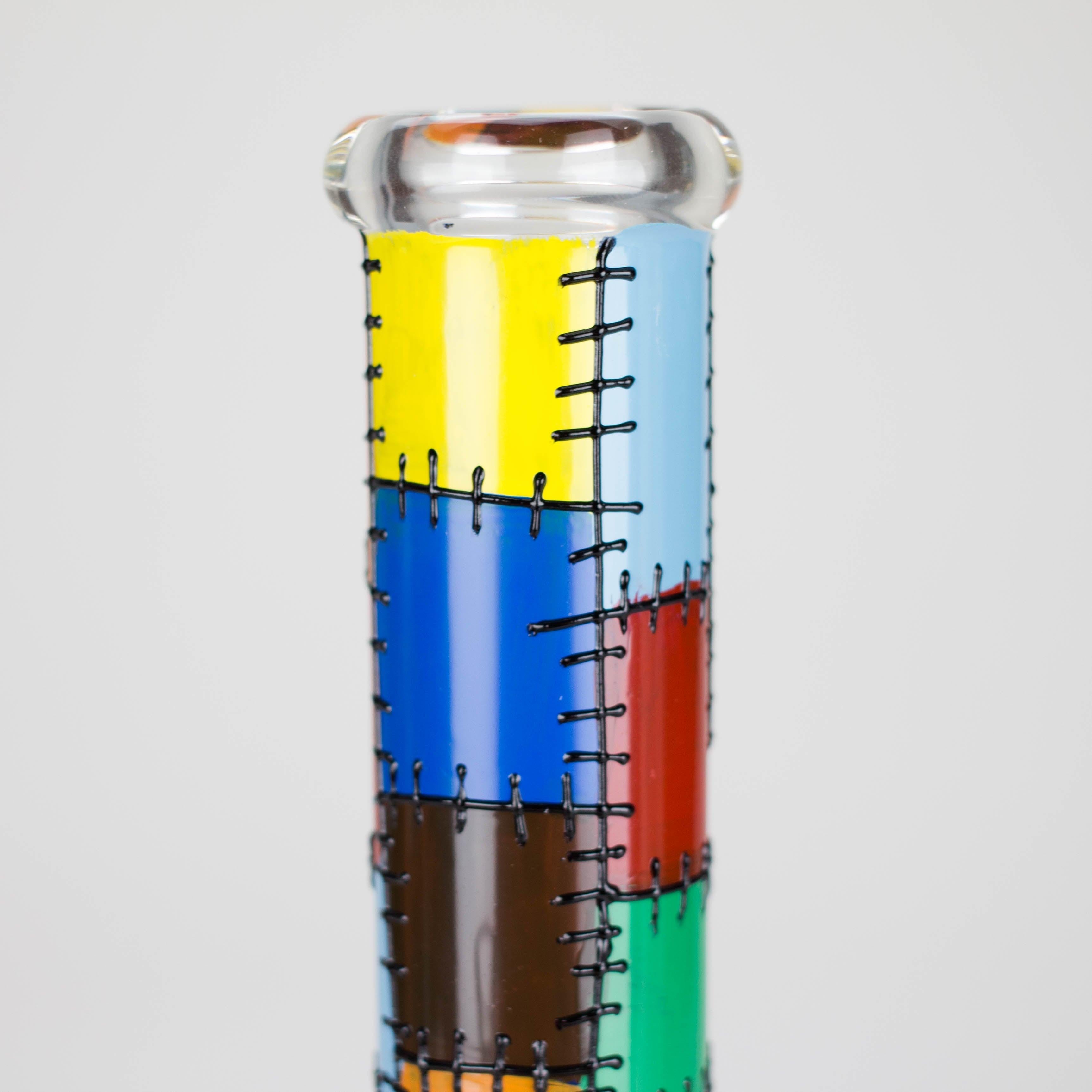 Karma | 9" Beaker Stitched Up Design Glass Bong