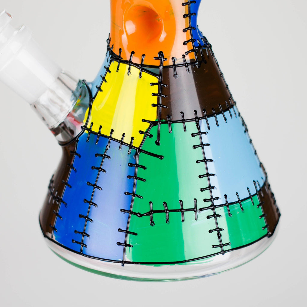 Karma | 9" Beaker Stitched Up Design Glass Bong