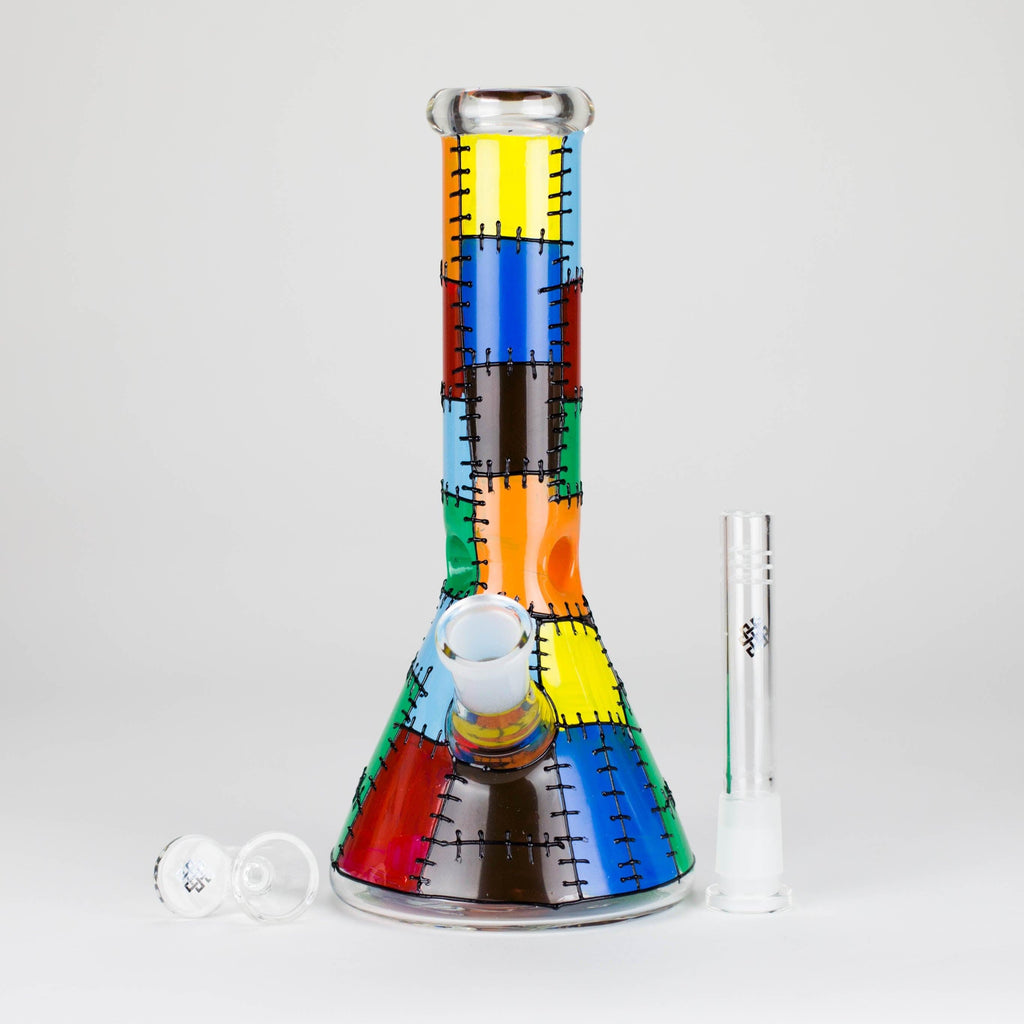 Karma | 9" Beaker Stitched Up Design Glass Bong