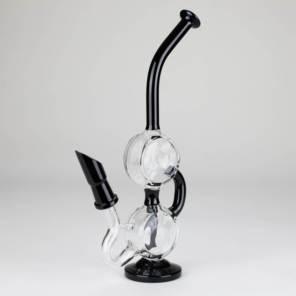 10" Dab Rig Recycler M14 - Black and Clear