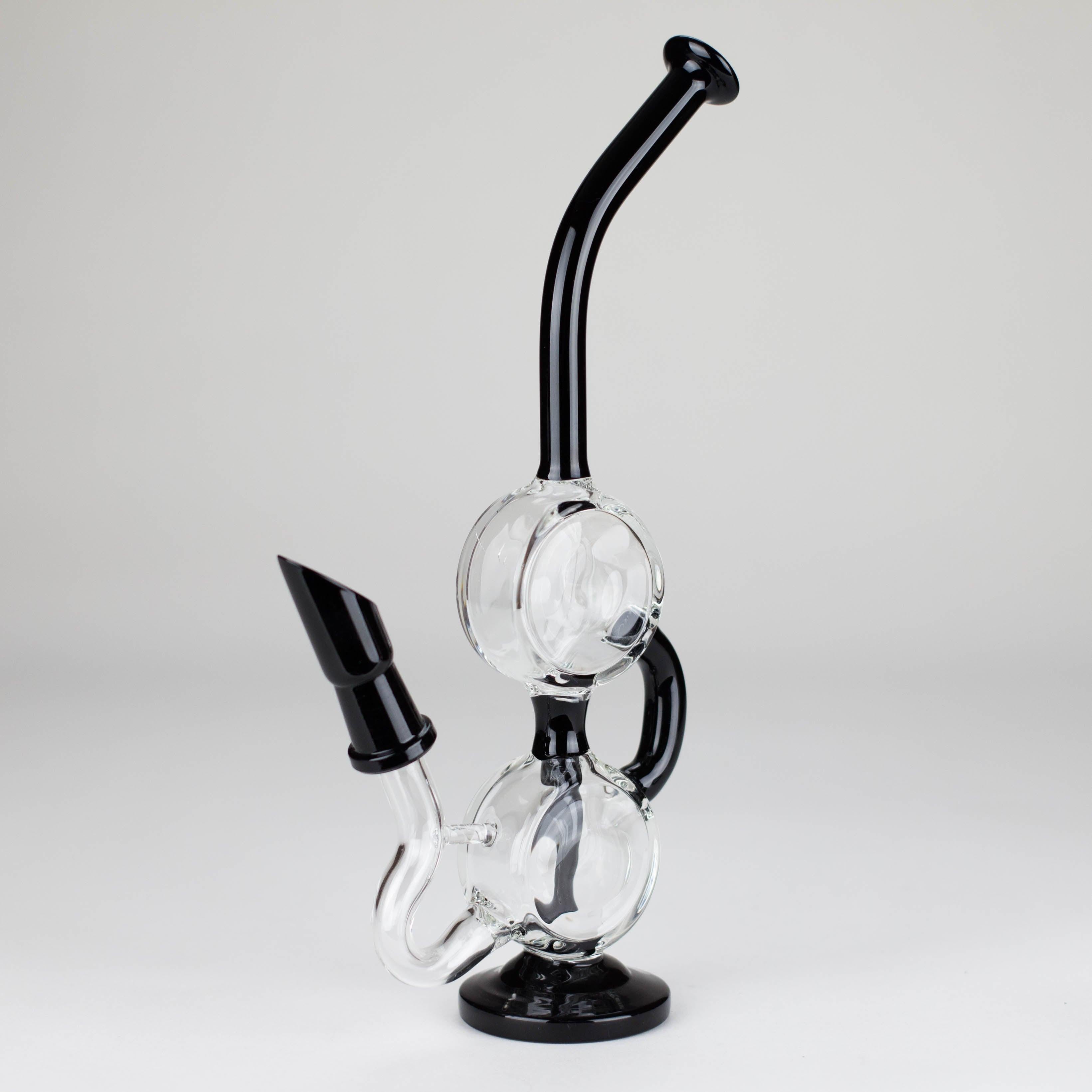 10" Dab Rig Recycler M14 - Black and Clear