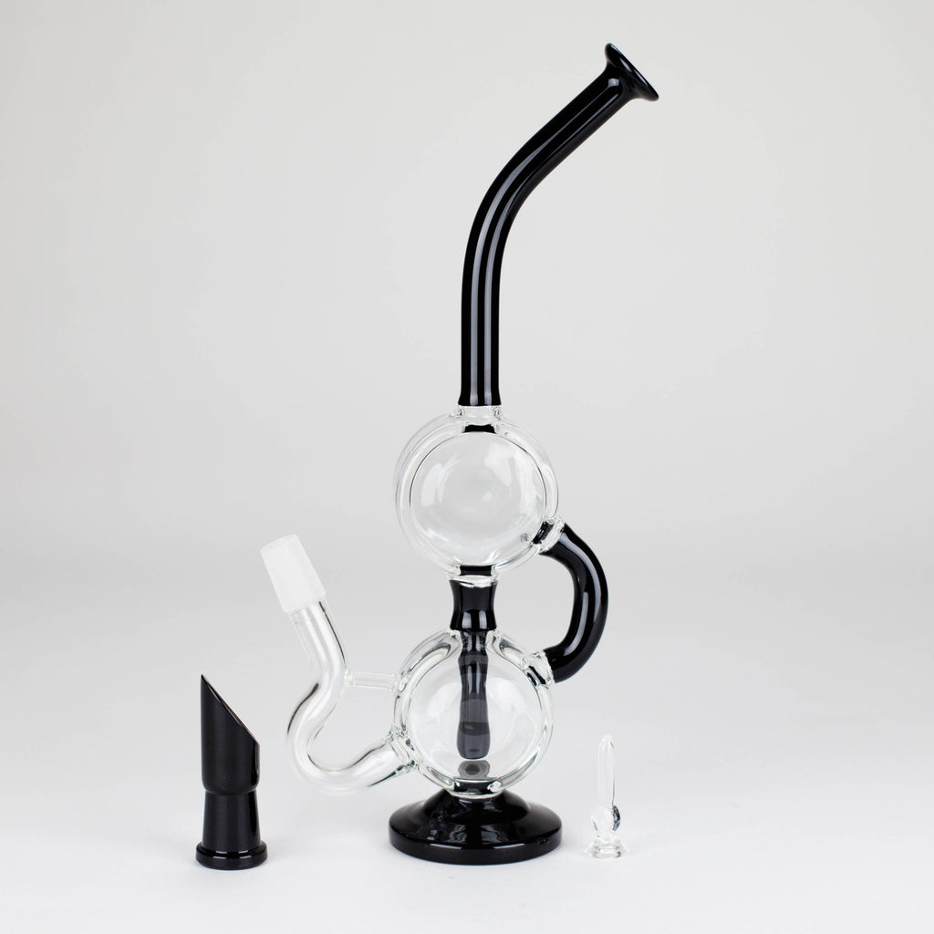 10" Dab Rig Recycler M14 - Black and Clear