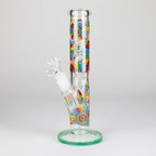 Z10" Glow in the dark Staight Tube Glass Bong With Flower Design