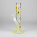 Z10" Glow in the dark Staight Tube Glass Bong With Flower Design