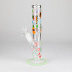 Z10" Glow in the dark Staight Tube Glass Bong With Flower Design