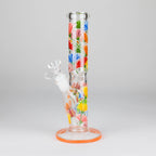 Z10" Glow in the dark Staight Tube Glass Bong With Flower Design