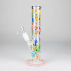Z10" Glow in the dark Staight Tube Glass Bong With Flower Design
