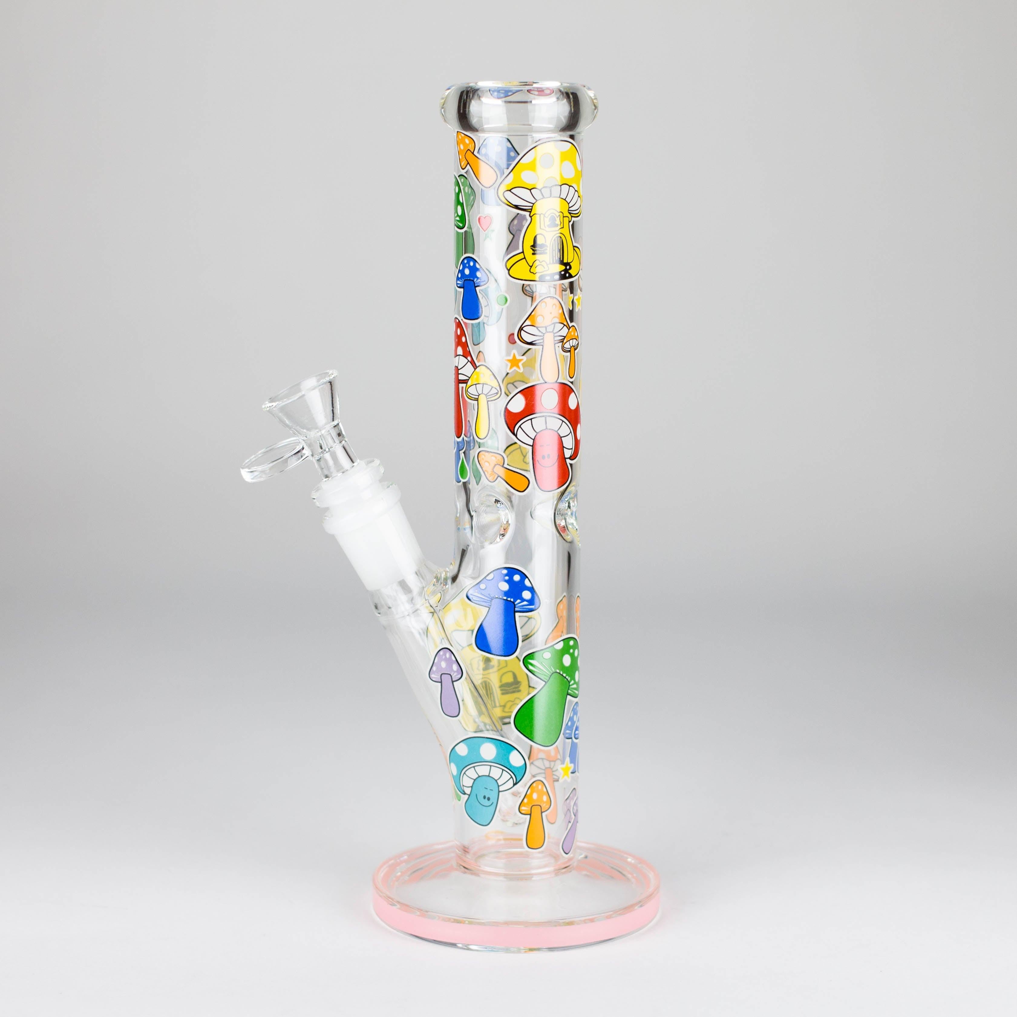 Z10" Glow in the dark Staight Tube Glass Bong With Flower Design