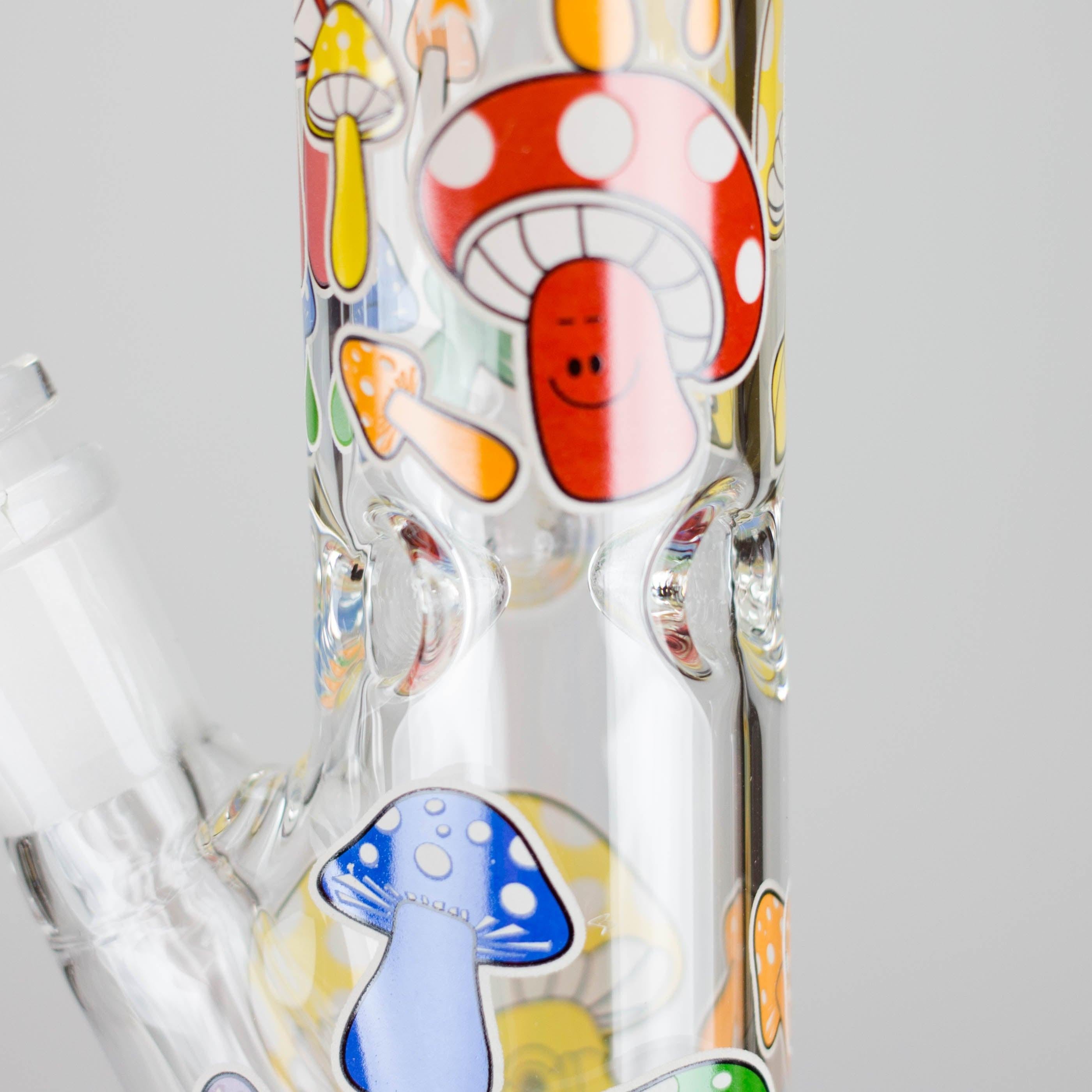 Z10" Glow in the dark Staight Tube Glass Bong With Flower Design