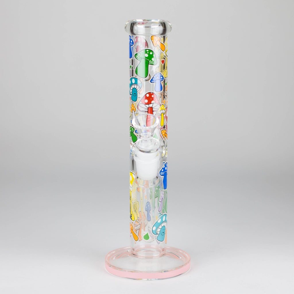 Z10" Glow in the dark Staight Tube Glass Bong With Flower Design