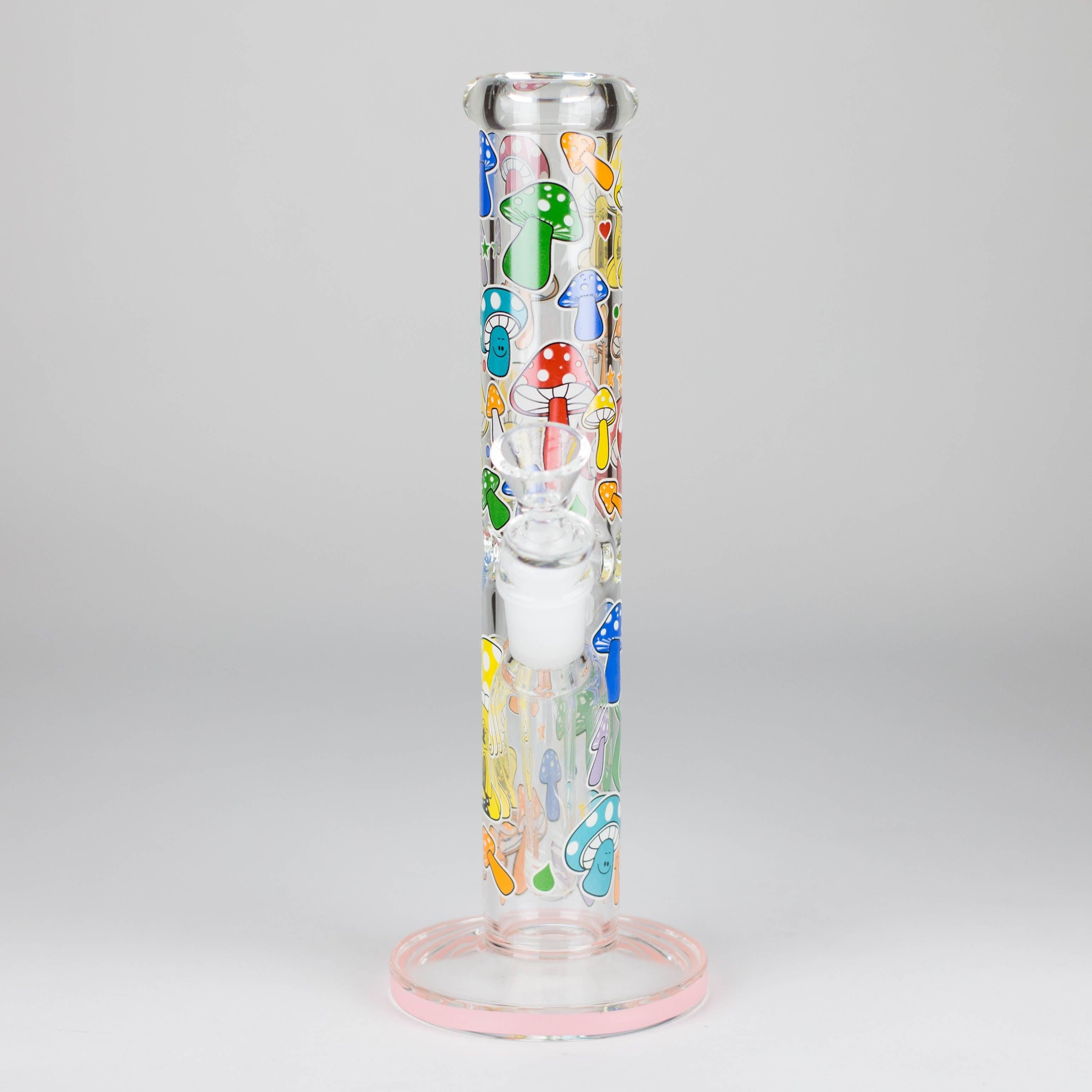 Z10" Glow in the dark Staight Tube Glass Bong With Flower Design