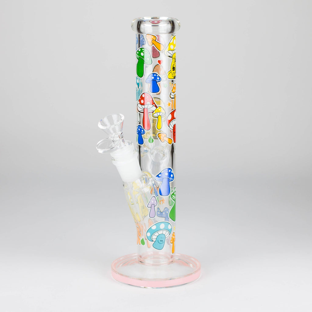 Z10" Glow in the dark Staight Tube Glass Bong With Flower Design