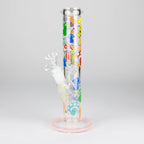 Z10" Glow in the dark Staight Tube Glass Bong With Flower Design