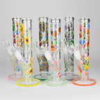 Z10" Glow in the dark Staight Tube Glass Bong With Flower Design