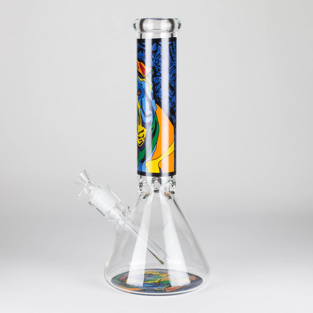 14" 7 mm Glass Bong With Dog Design