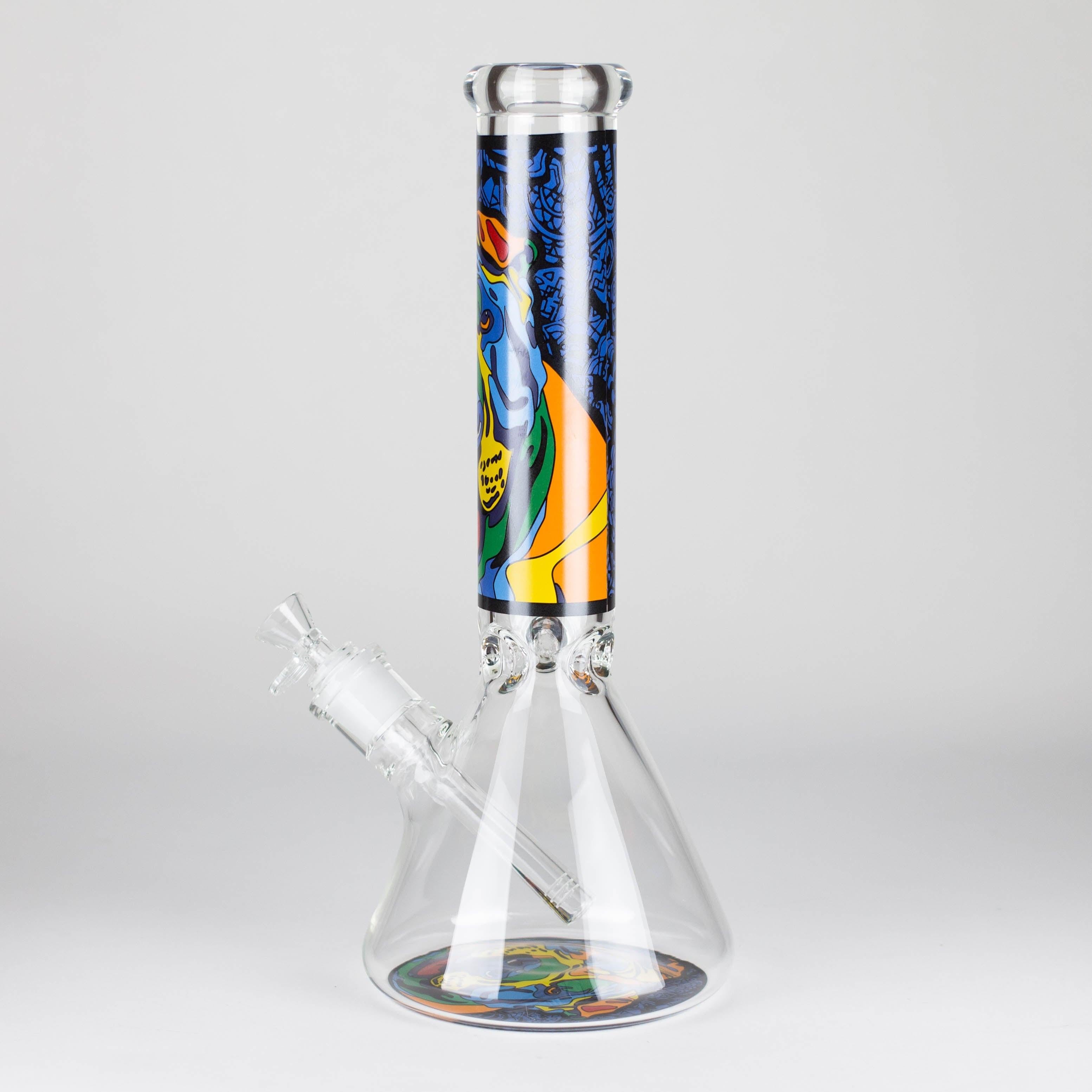 14" 7 mm Glass Bong With Dog Design