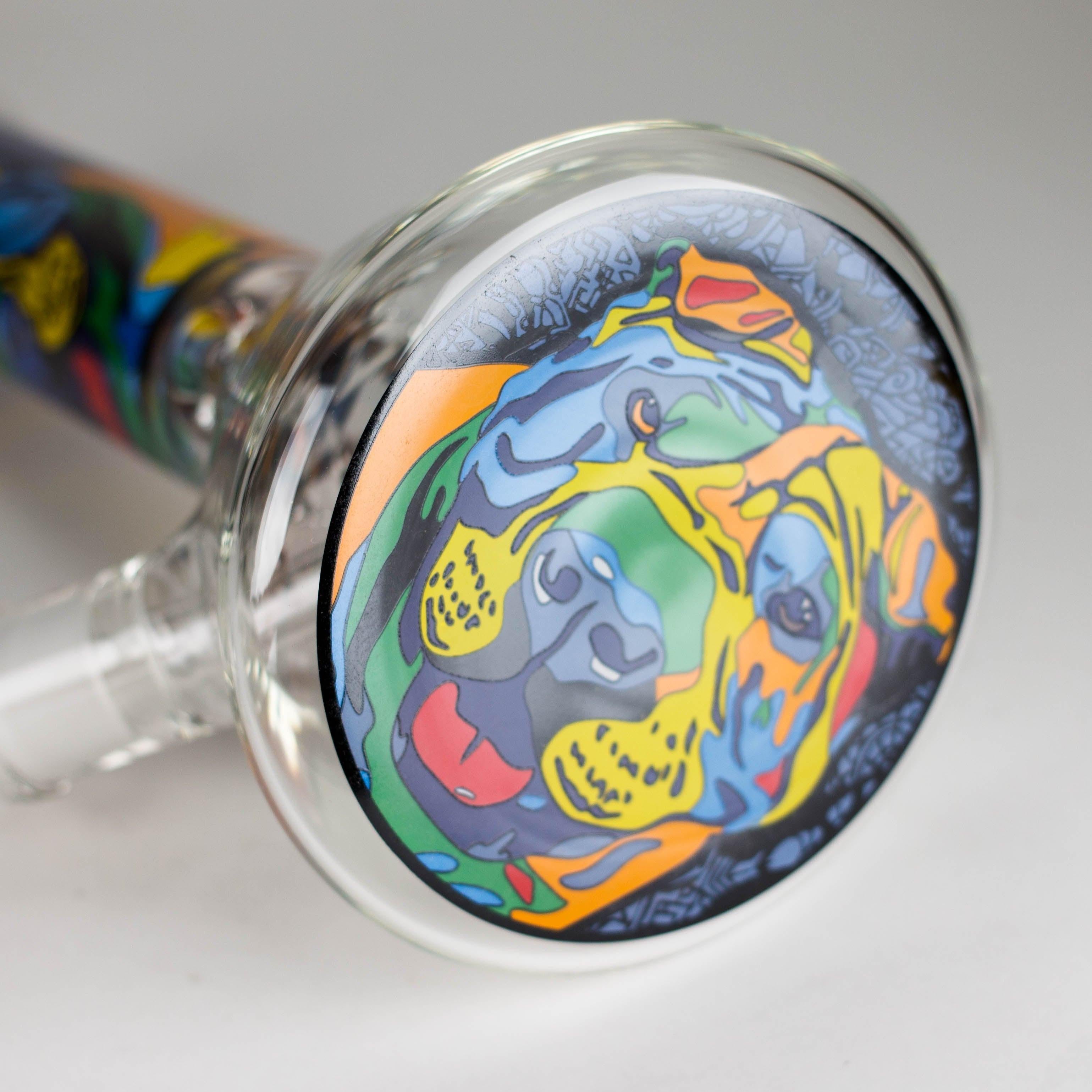 14" 7 mm Glass Bong With Dog Design