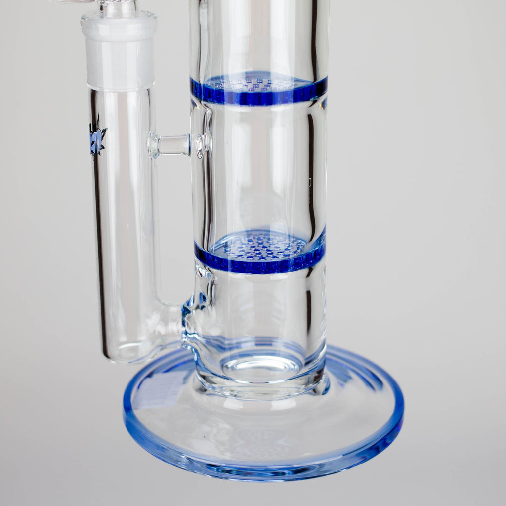 Ganjavibes | Honeycomb 18 Inches Two Disk Percolator Glass Bong By Irie Vibes Series