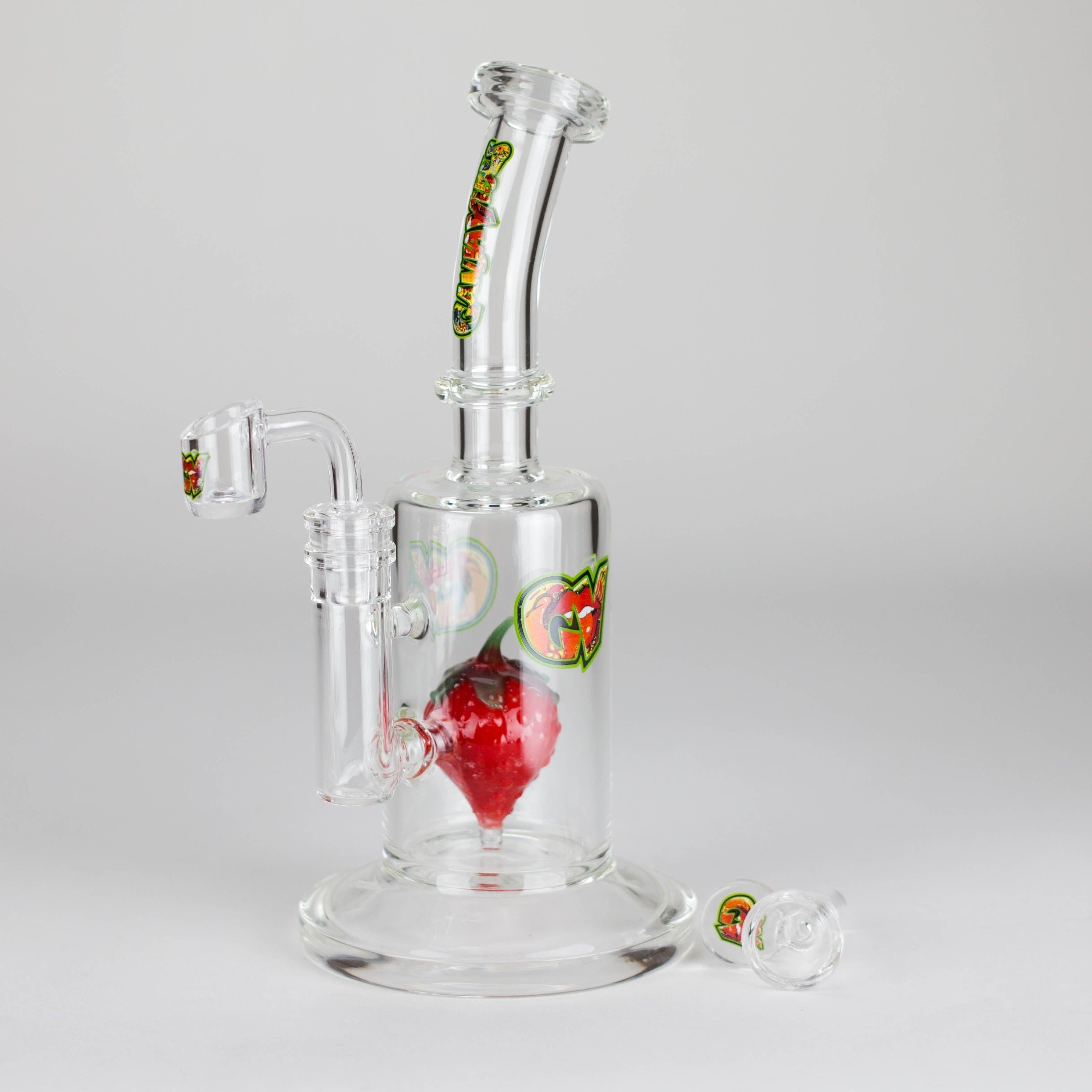 Ganjavibes | 8.5 inches Strawberry perc Waterpipe & Dabrig with Quartz Banger Main image