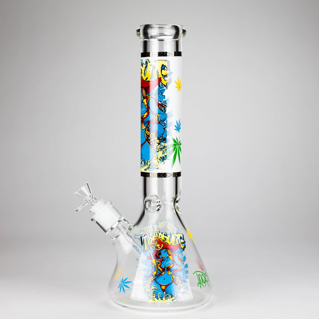 14" 7 mm Glass Bong With Pirate Design