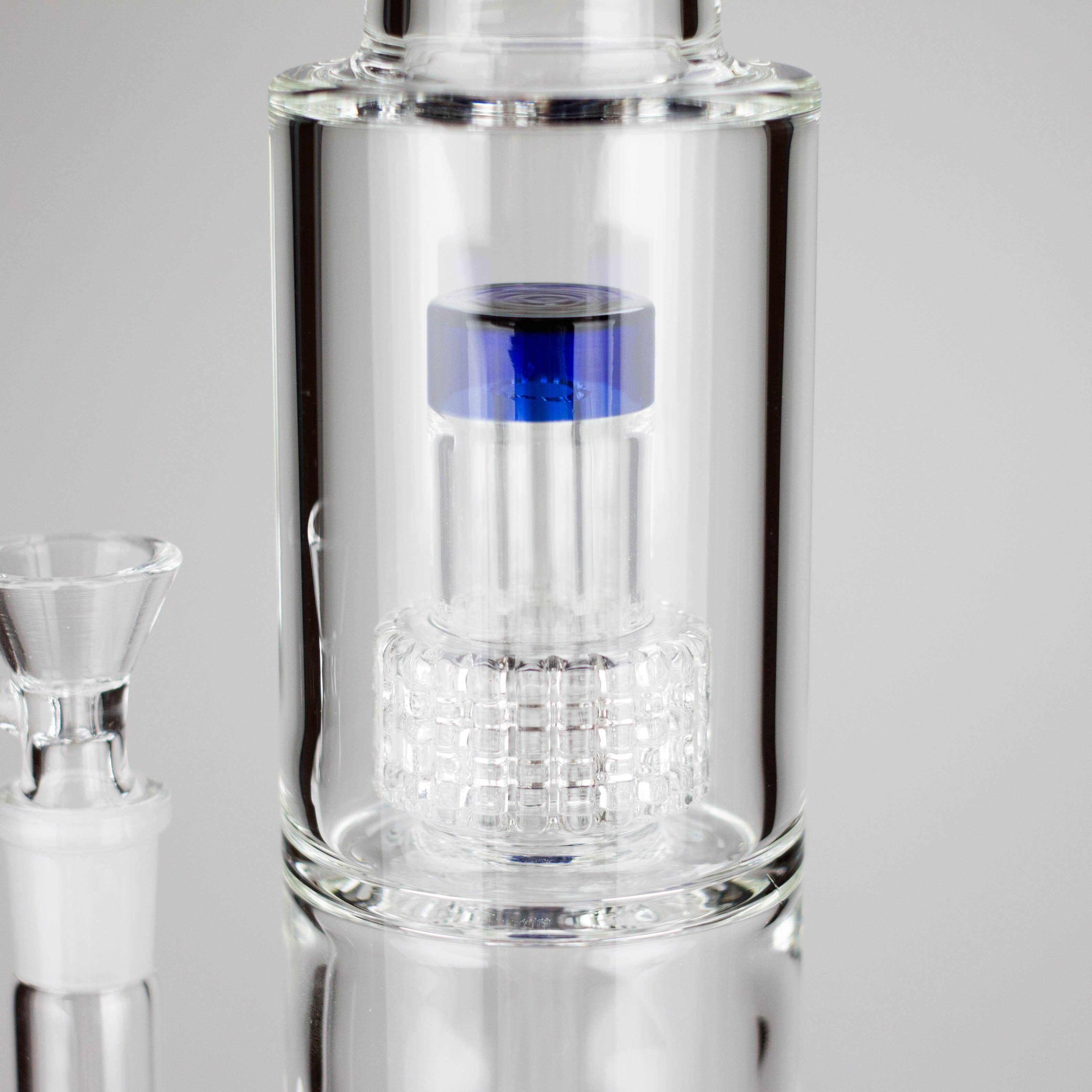 15" Color accented glass water bong with Double Perc