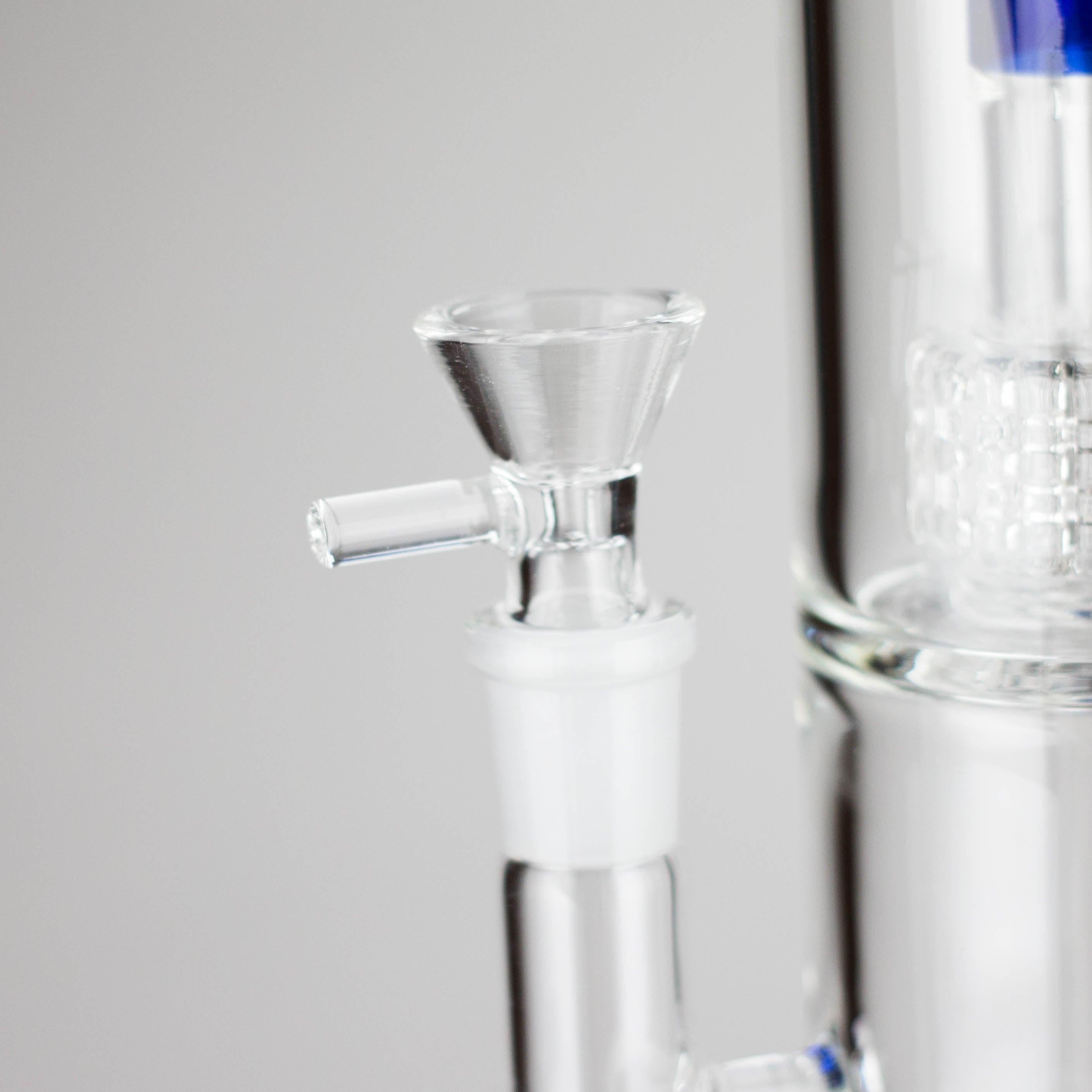 15" Color accented glass water bong with Double Perc