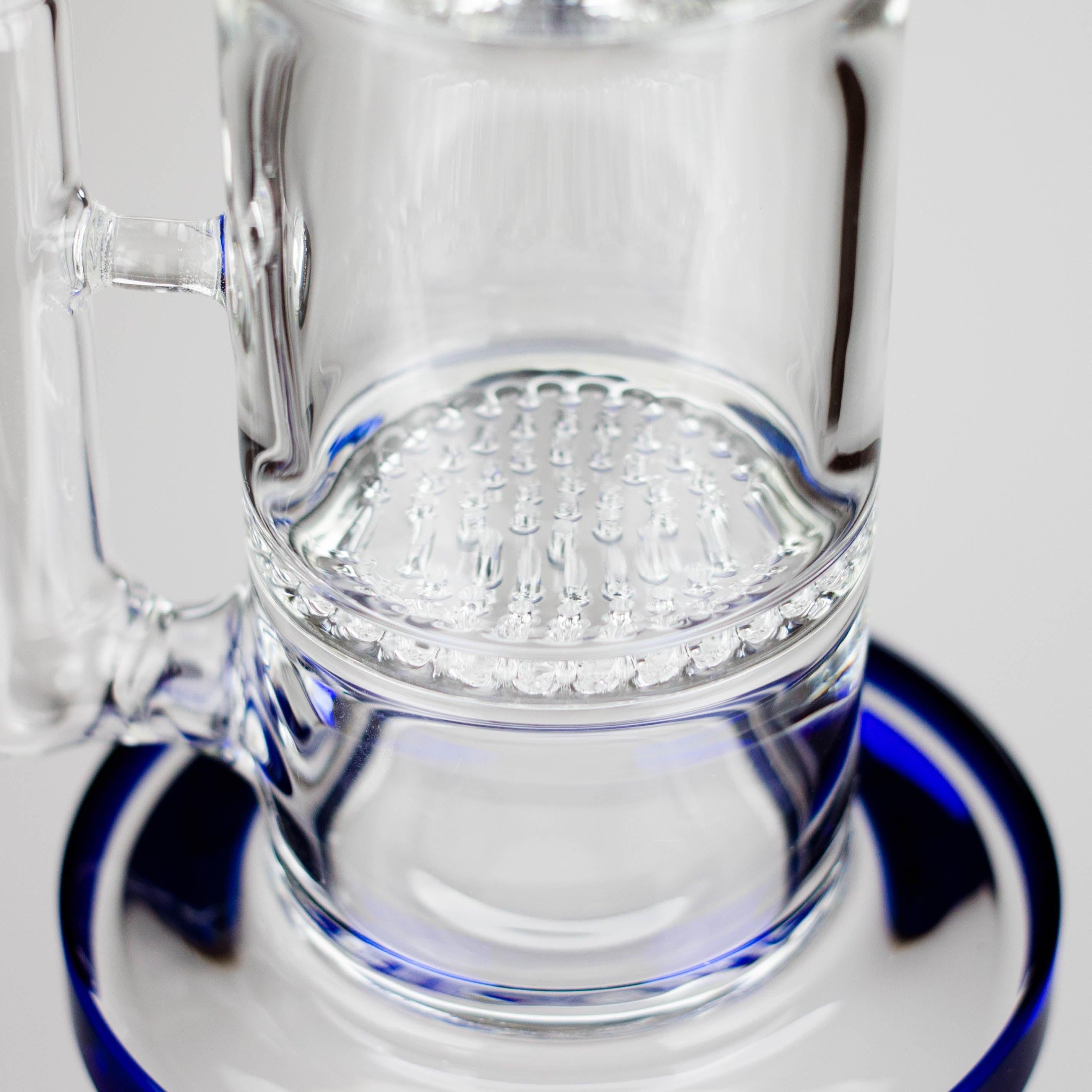 15" Color accented glass water bong with Double Perc