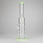 15" Color accented glass water bong with Double Perc