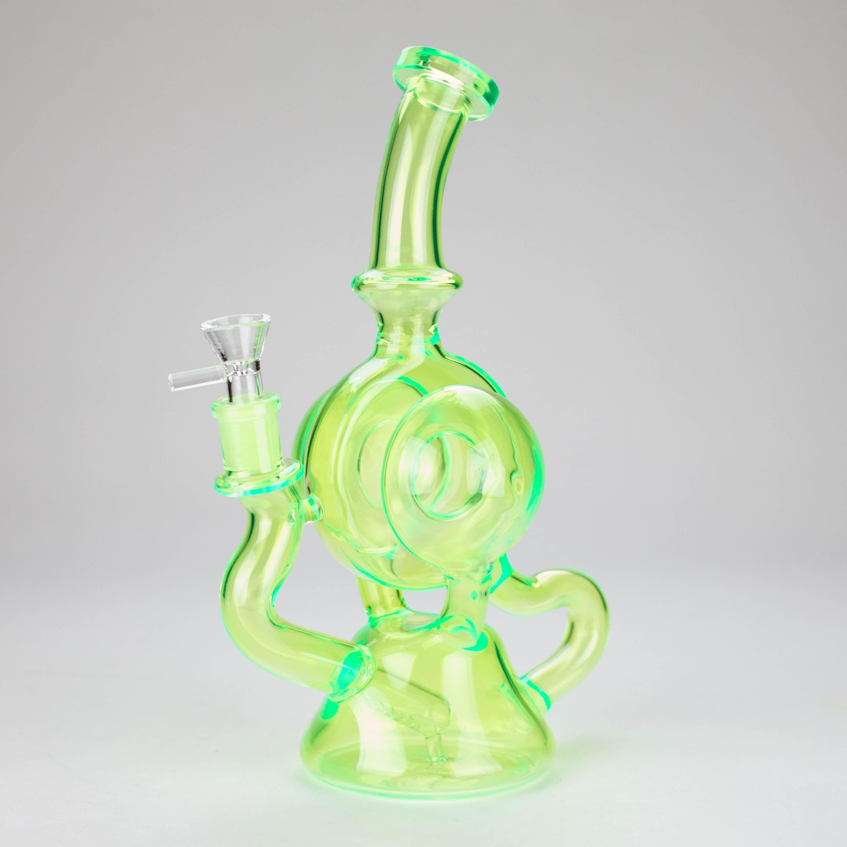 11″ Slim Green Recycler Glass Bong [C8033]