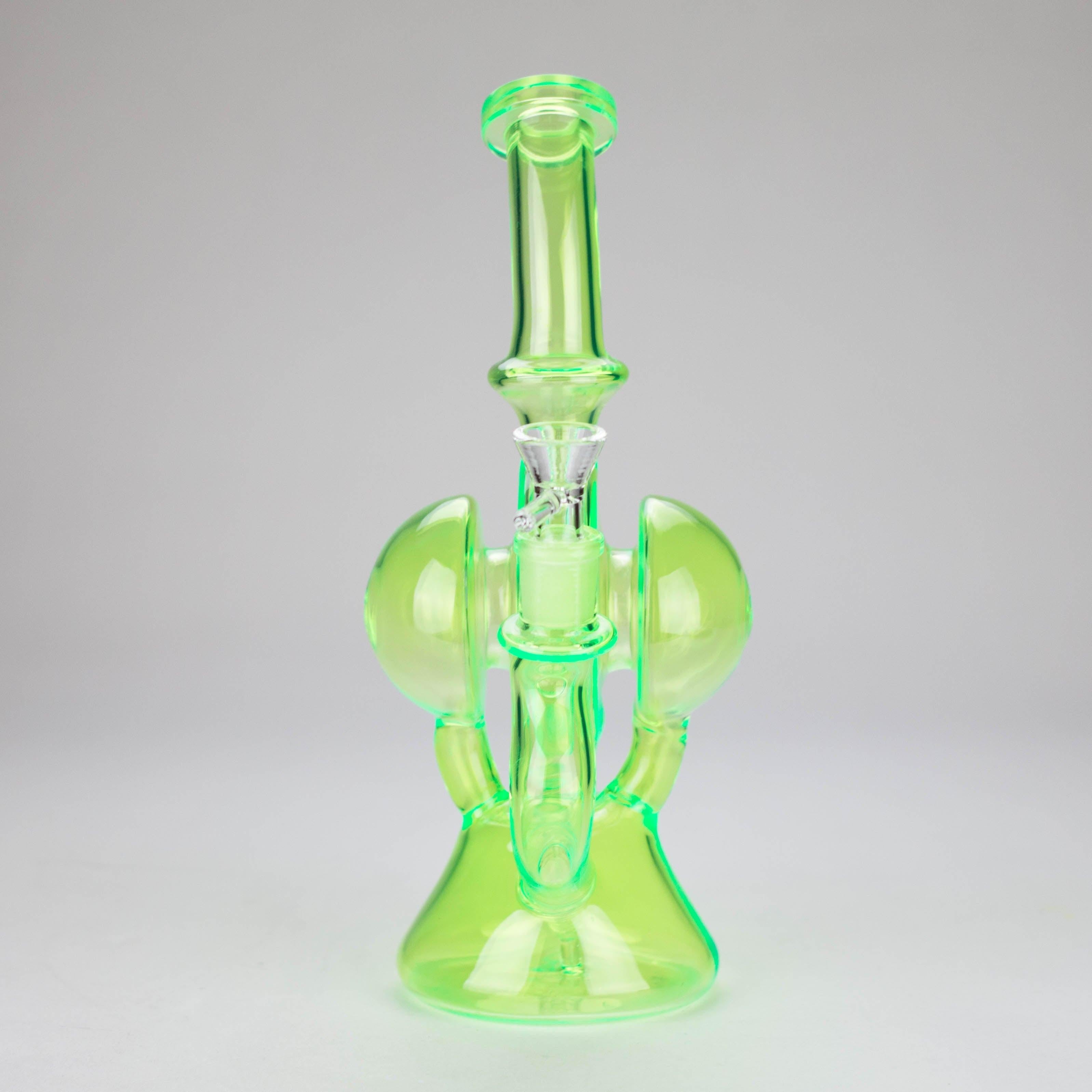 11″ Slim Green Recycler Glass Bong [C8033]