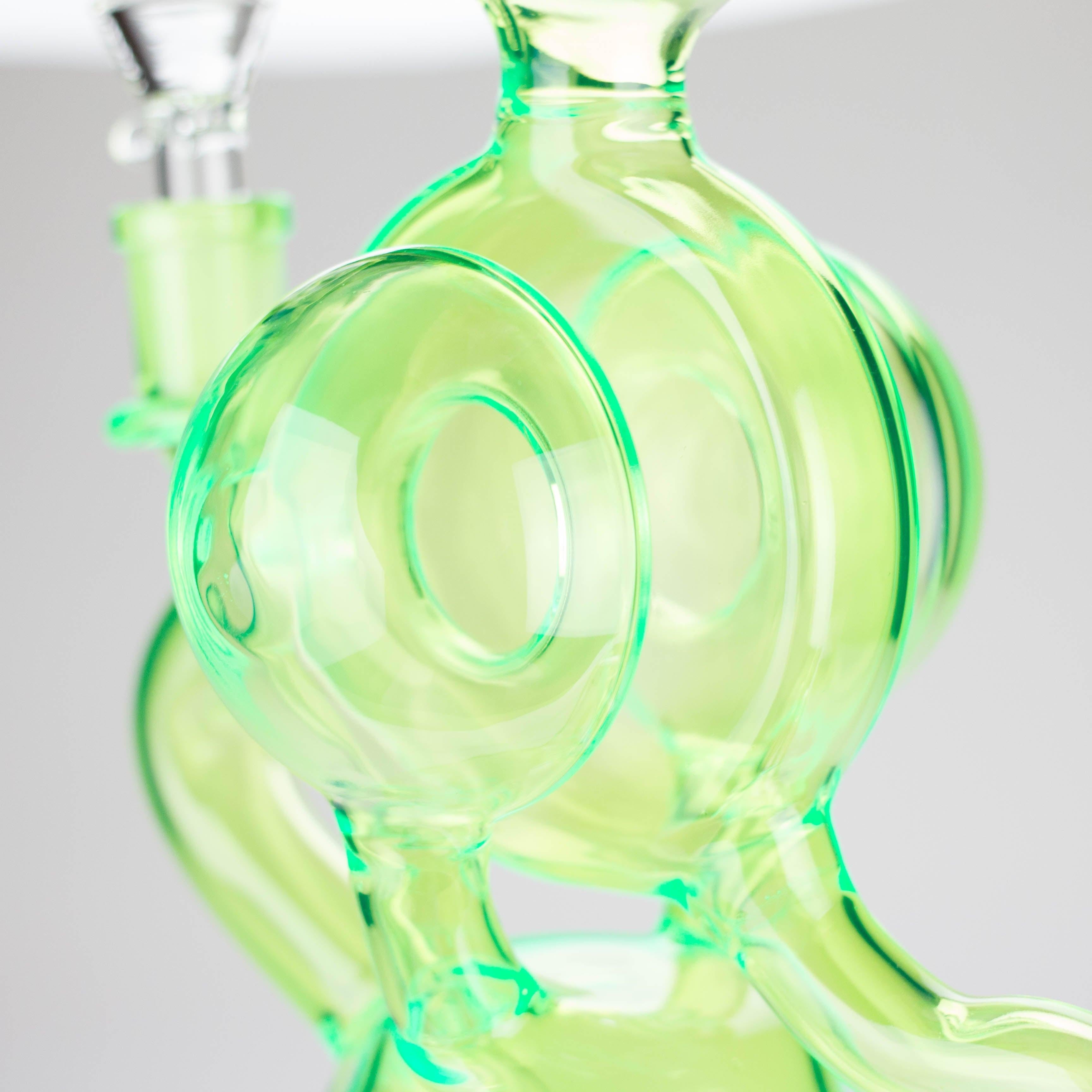 11″ Slim Green Recycler Glass Bong [C8033]