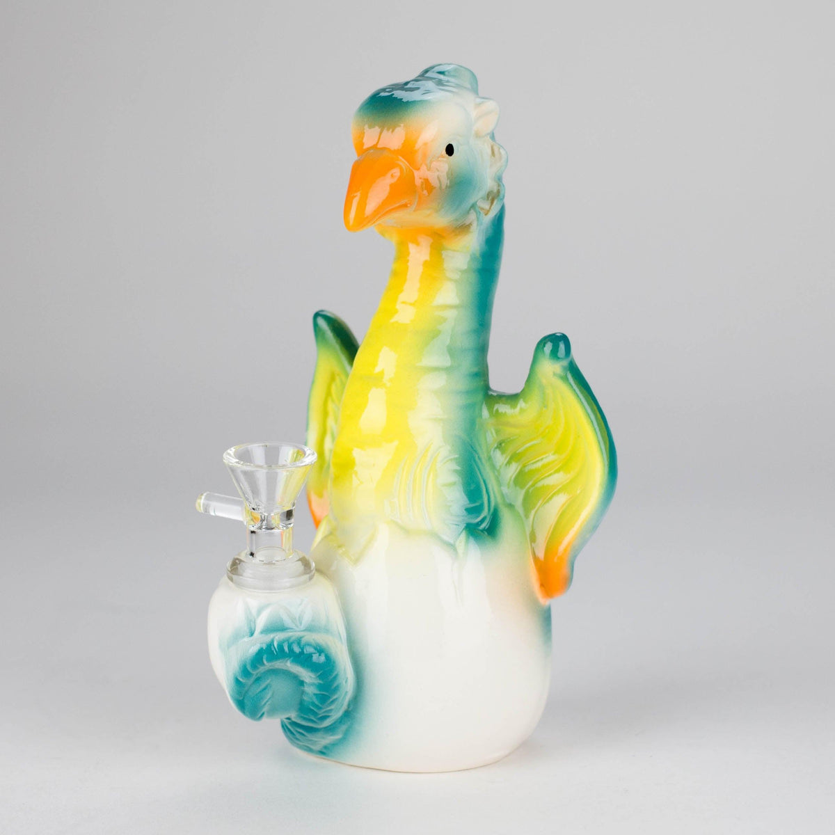 8" Folky Bird Design Ceramic Bong – Artistic Handcrafted Style [ES088WP] Main image