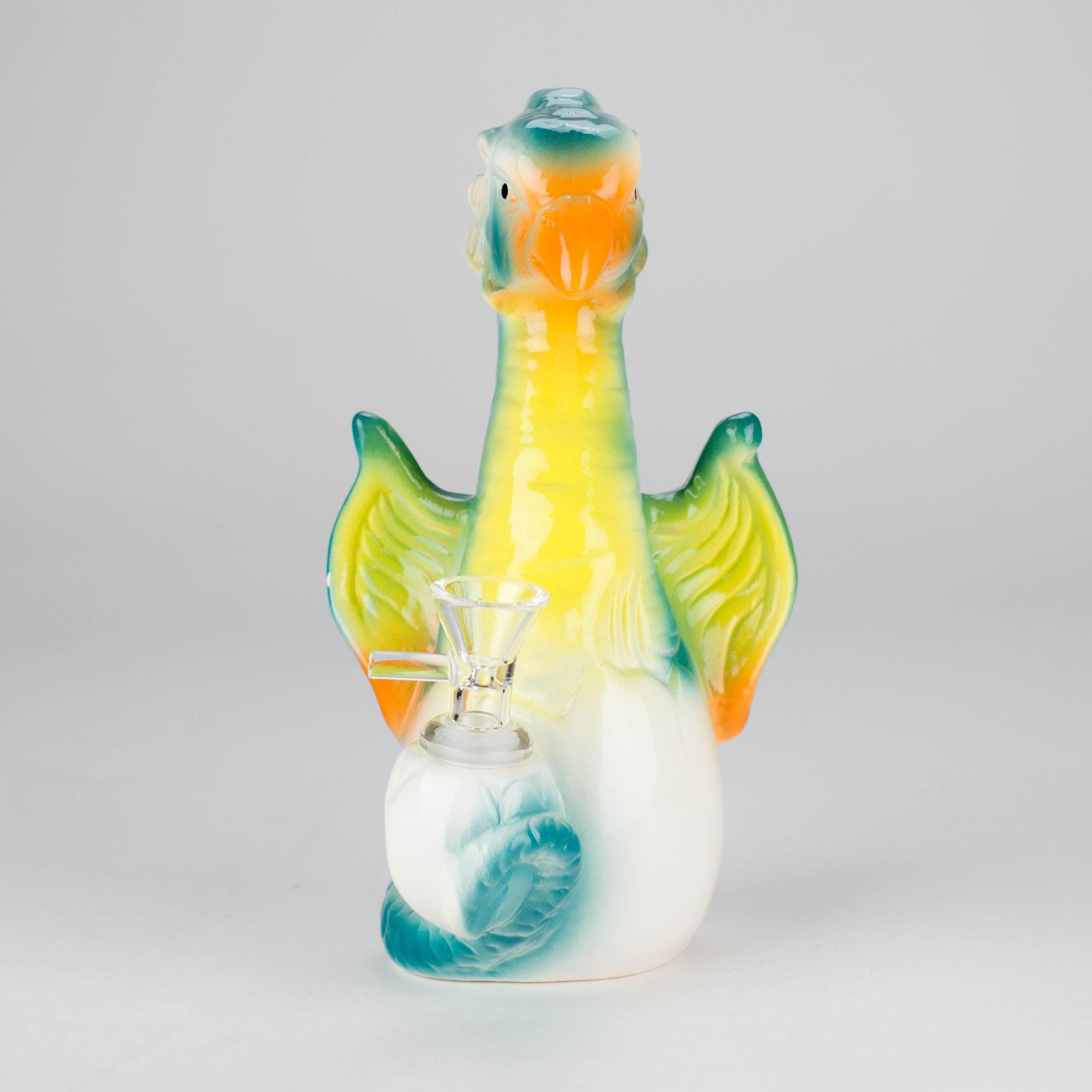 8" Folky Bird Design Ceramic Bong – Artistic Handcrafted Style [ES088WP] Secondary image