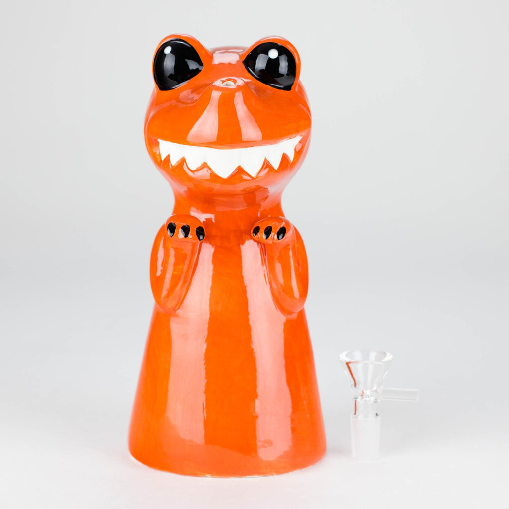 8" Vintage Red Dragon Ceramic Bong – Playful Mythical Creature Design[ES092WP]