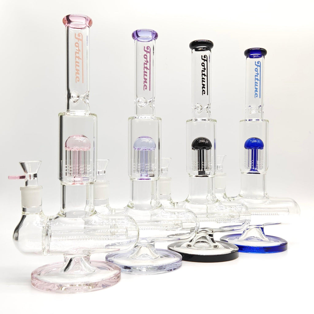 Fortune | 14" Double Inline Stemless to Grid Percolator Bong [1450PC]