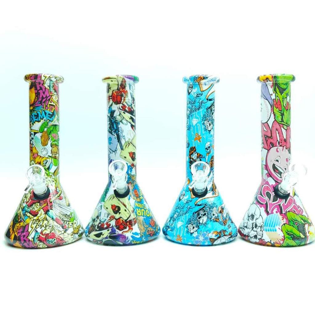 10" 5mm Hydrographic Cartoon Beaker-Assorted Design