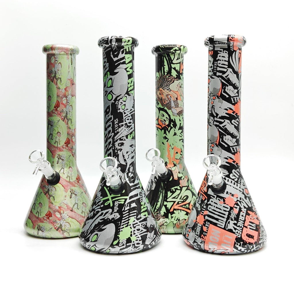 13" 7mm Hydrographic Glass Bong-Assorted Designs